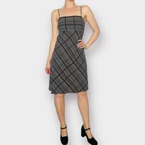 Y2K The Limited Black Cream‎ Red Plaid Pattern Dress